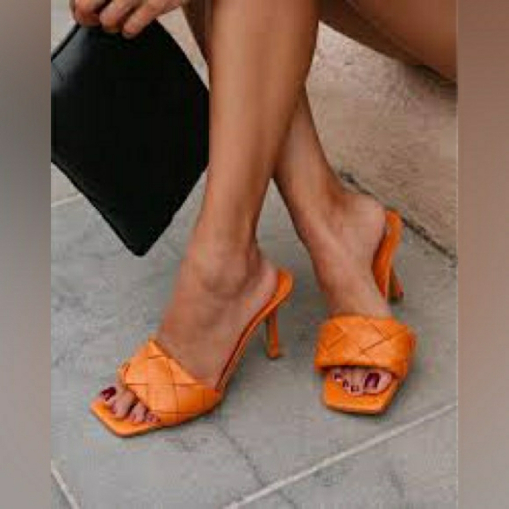 Vince Camuto Orange Woven Mule Sandal Size 9.5 New With Box Brelanie